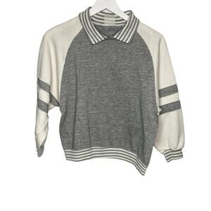 Vintage Oversized Collared Crop Sweatshirt - Women's Size S